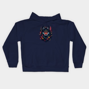 Colorful wolf with flowers Kids Hoodie